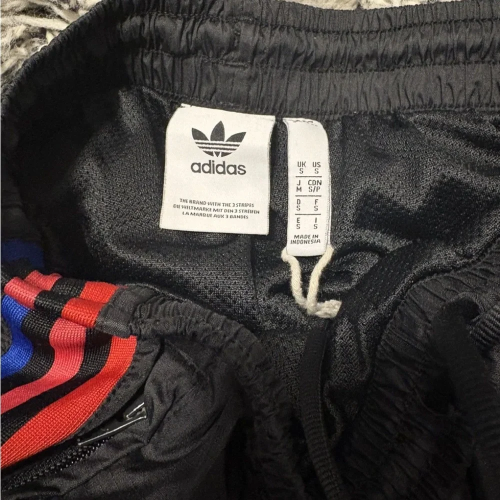adidas Black Joggers with Red & Blue Side‎ Stripes